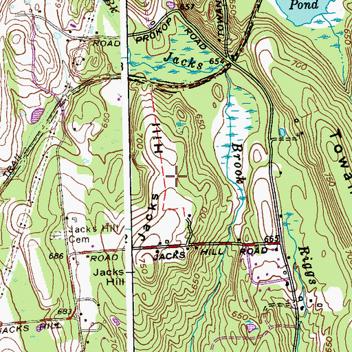 Topographic Map of Jacks Hill, CT