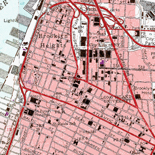 Topographic Map of Borough Hall Station, NY