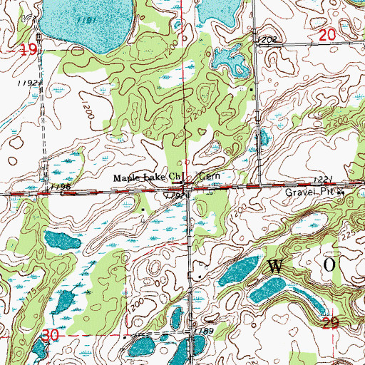 Topographic Map of Maple Lake Cemetery, MN