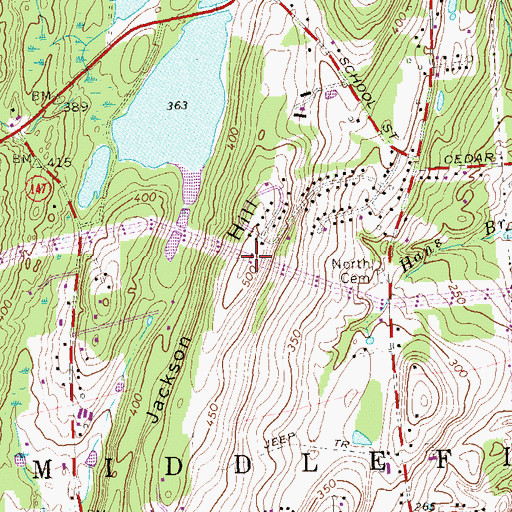 Topographic Map of Jackson Hill, CT