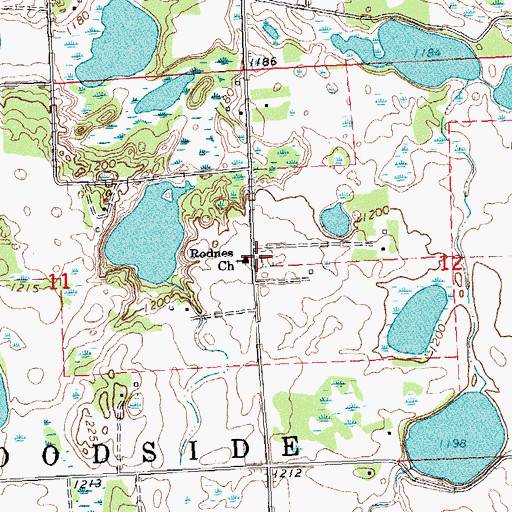 Topographic Map of Rodnes Cemetery, MN