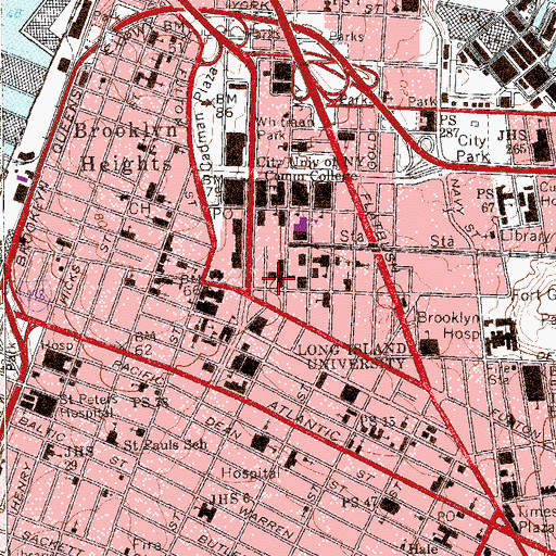 Topographic Map of Brooklyn Friends School, NY