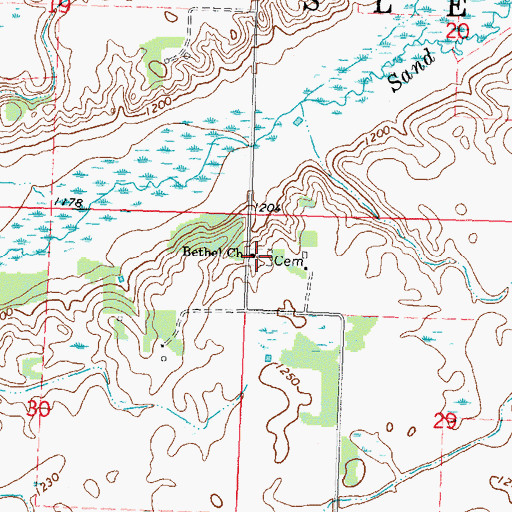 Topographic Map of Bethel Cemetery, MN