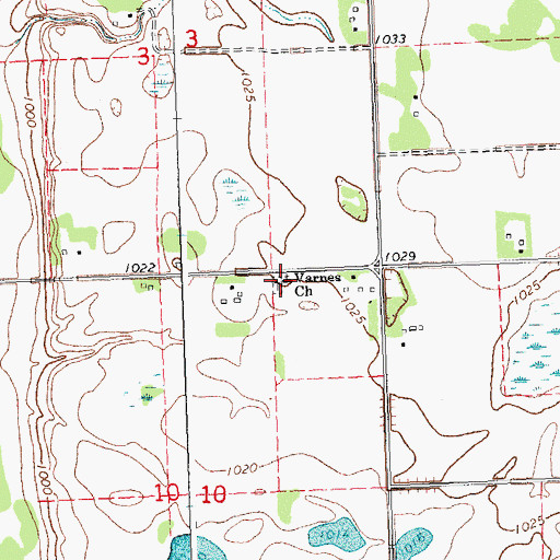 Topographic Map of Varnes Lutheran Cemetery, MN