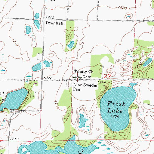 Topographic Map of Trinity Cemetery, MN