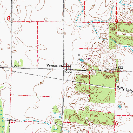 Topographic Map of Vernes Lutheran Cemetery, MN