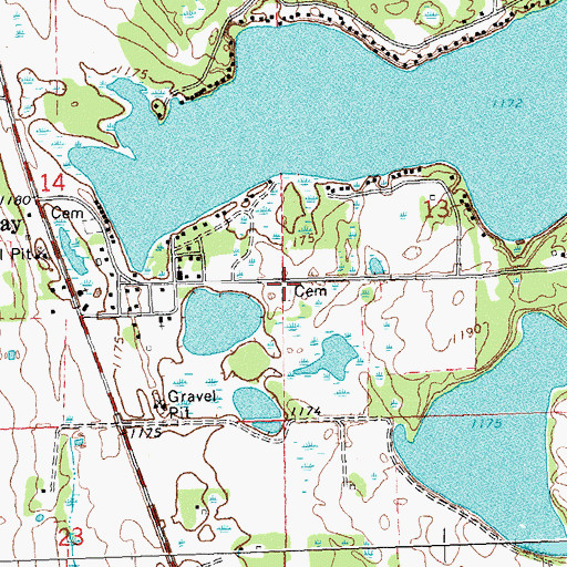 Topographic Map of Maple Bay Free Lutheran Cemetery, MN