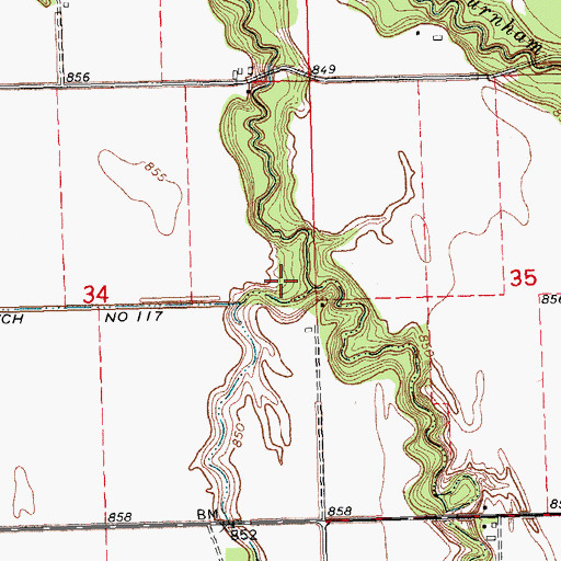 Topographic Map of Erickson Cemetery, MN
