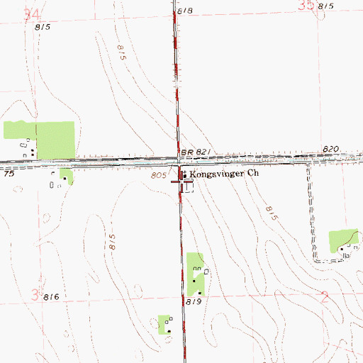 Topographic Map of Kongsvinger Cemetery, MN