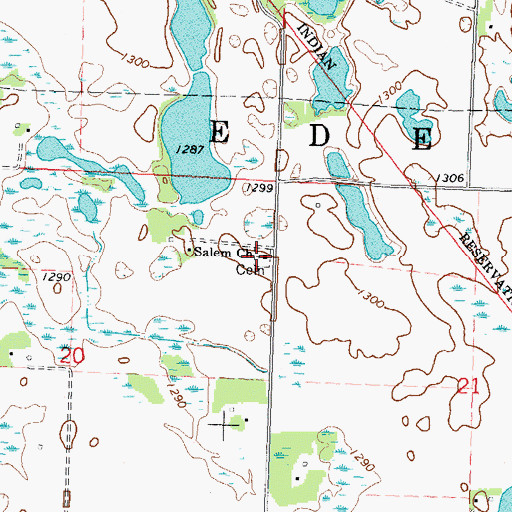 Topographic Map of Salem Cemetery, MN