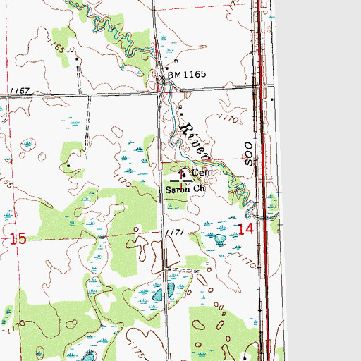 Topographic Map of Saron Lutheran Cemetery, MN