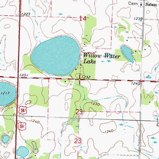 Topographic Map of Willewater Post Office (historical), MN