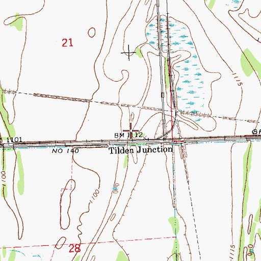 Topographic Map of Tilden Post Office (historical), MN
