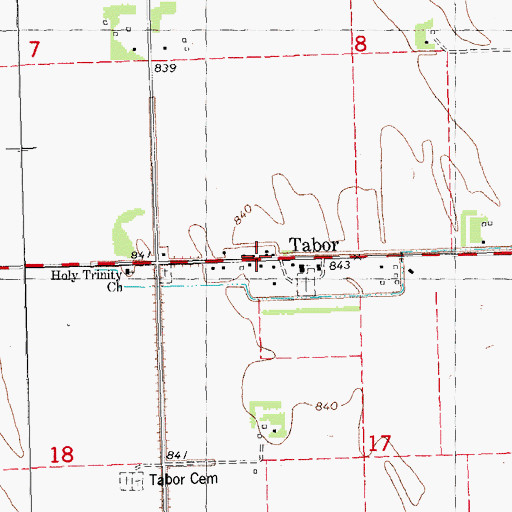 Topographic Map of Tabor Post Office (historical), MN