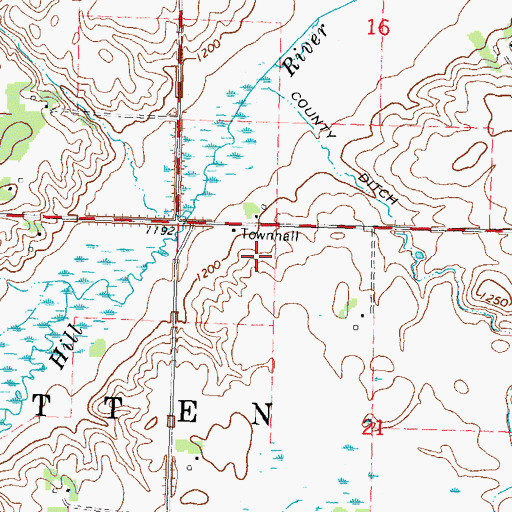 Topographic Map of Sletten Post Office (historical), MN