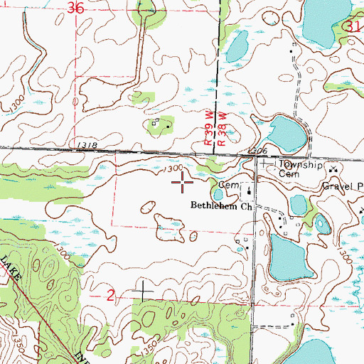 Topographic Map of Queen Post Office (historical), MN