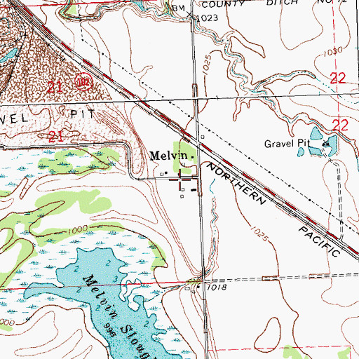 Topographic Map of Melvin Post Office (historical), MN