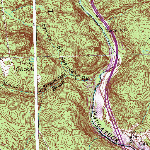 Topographic Map of Jefferson Hill Brook, CT
