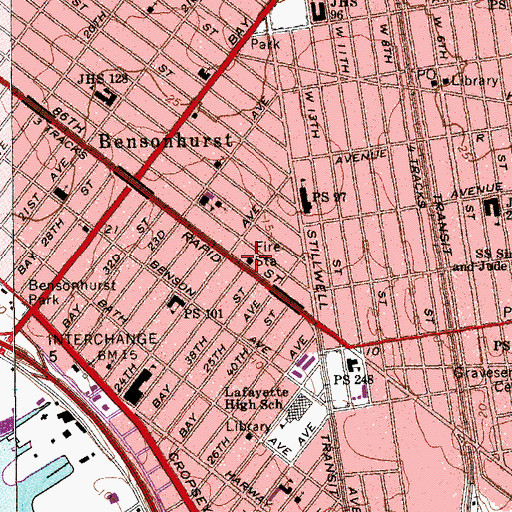 Topographic Map of Brooklyn Fire Station, NY