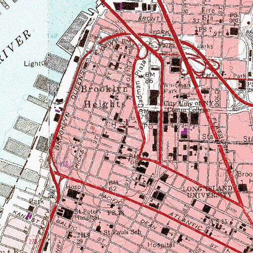 Topographic Map of Brooklyn Historical Society, NY