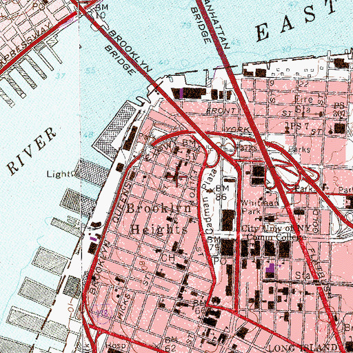 Topographic Map of Plymouth Church of the Pilgrims, NY