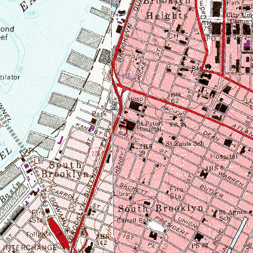 Topographic Map of Saint Peter's Academy (historical), NY