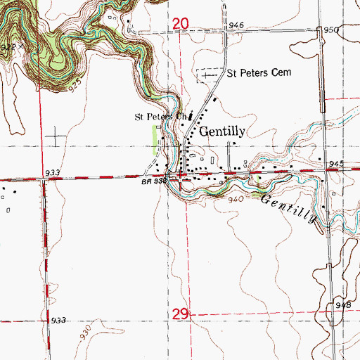 Topographic Map of Gentilly Post Office (historical), MN