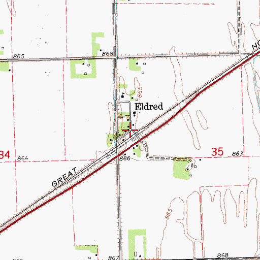 Topographic Map of Eldred, MN