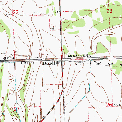 Topographic Map of Dugdale, MN