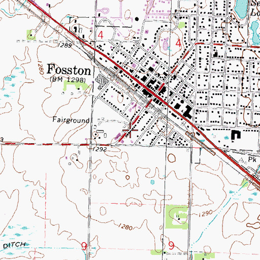 Topographic Map of Fosston Fire Department, MN