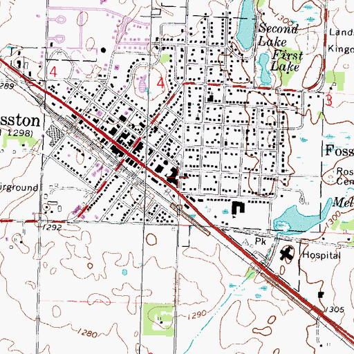 Topographic Map of Fosston High School, MN