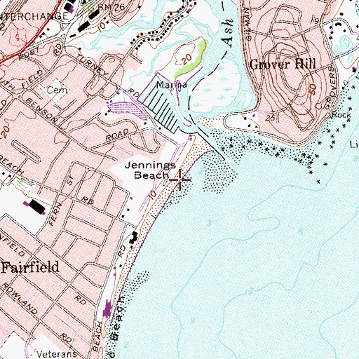 Topographic Map of Jennings Beach, CT
