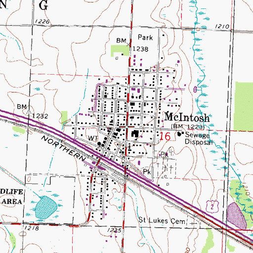 Topographic Map of McIntosh Post Office, MN