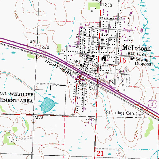 Topographic Map of McIntosh, MN