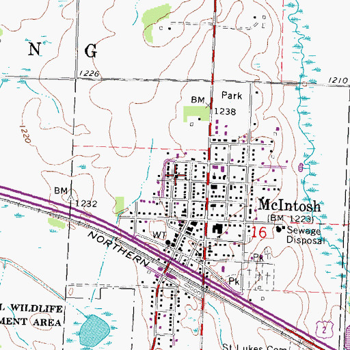 Topographic Map of Immanuel Lutheran Church, MN