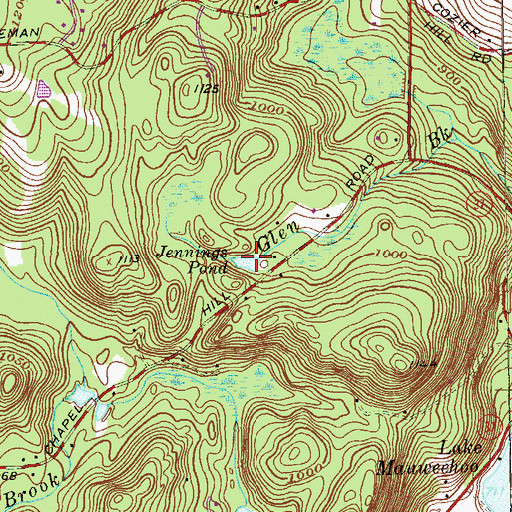Topographic Map of Jennings Pond, CT