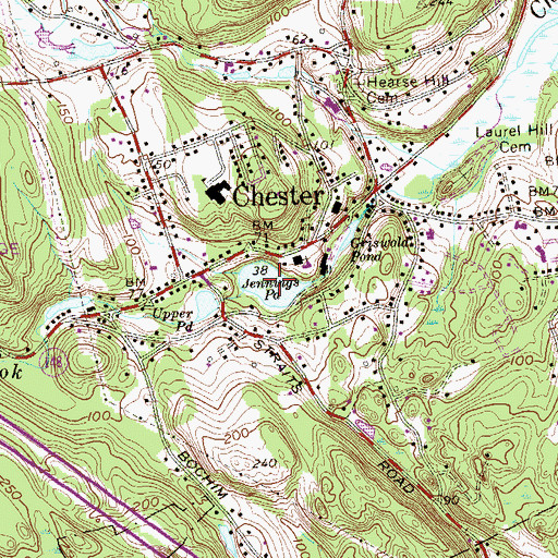 Topographic Map of Jennings Pond, CT