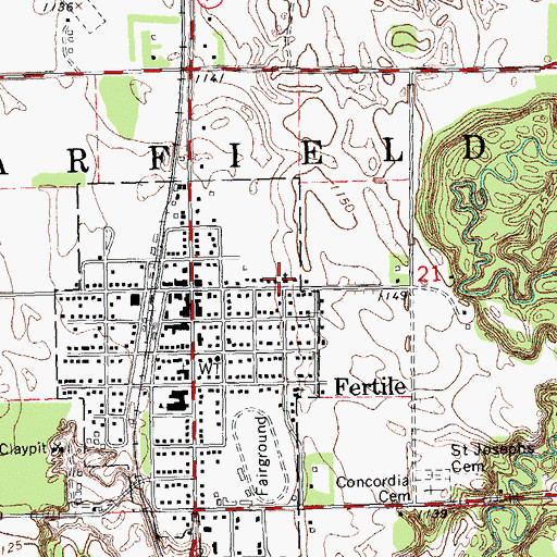 Topographic Map of First Evanger Lutheran Church, MN