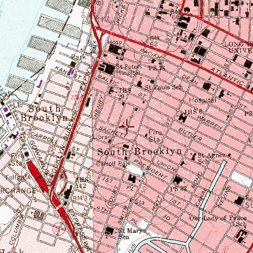 Topographic Map of South Brooklyn Seventh Day Adventist Church, NY