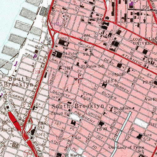 Topographic Map of Kane Street Synagogue, NY