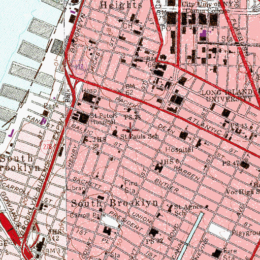 Topographic Map of Saint Paul's, Saint Peter's, Our Lady of Pilar Church, NY