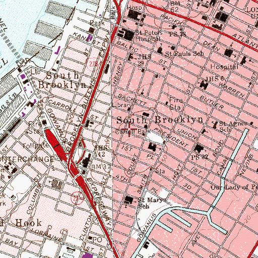 Topographic Map of Saint Paul's Episcopal Church of Brooklyn, NY