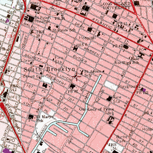 Topographic Map of Saint Agnes Roman Catholic Church, NY