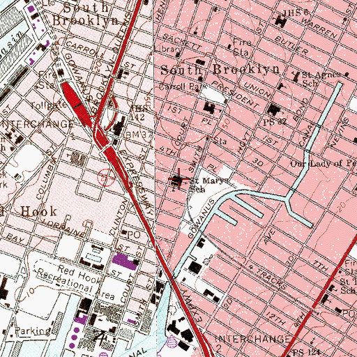 Topographic Map of Saint Mary's Star of the Sea Roman Catholic Church, NY