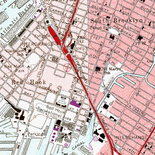 Topographic Map of Red Hook Community Center, NY