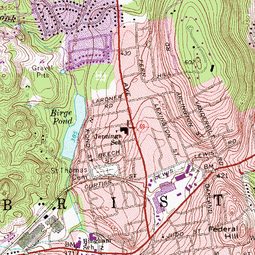 Topographic Map of John J Jennings School, CT