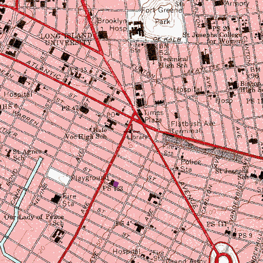 Topographic Map of Pacific Branch Brooklyn Public Library, NY