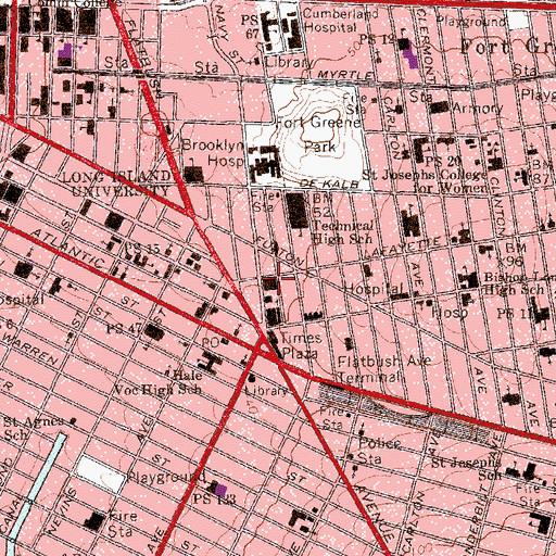 Topographic Map of Brooklyn Academy of Music, NY