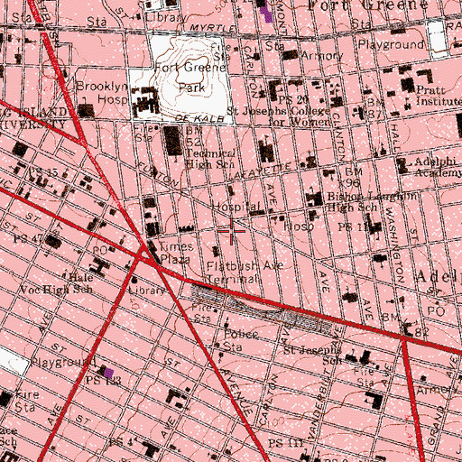 Topographic Map of Hanson Place Seventh Day Adventist Church, NY