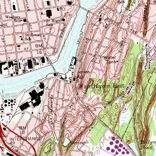 Topographic Map of Benjamin Jepson Magnet School, CT